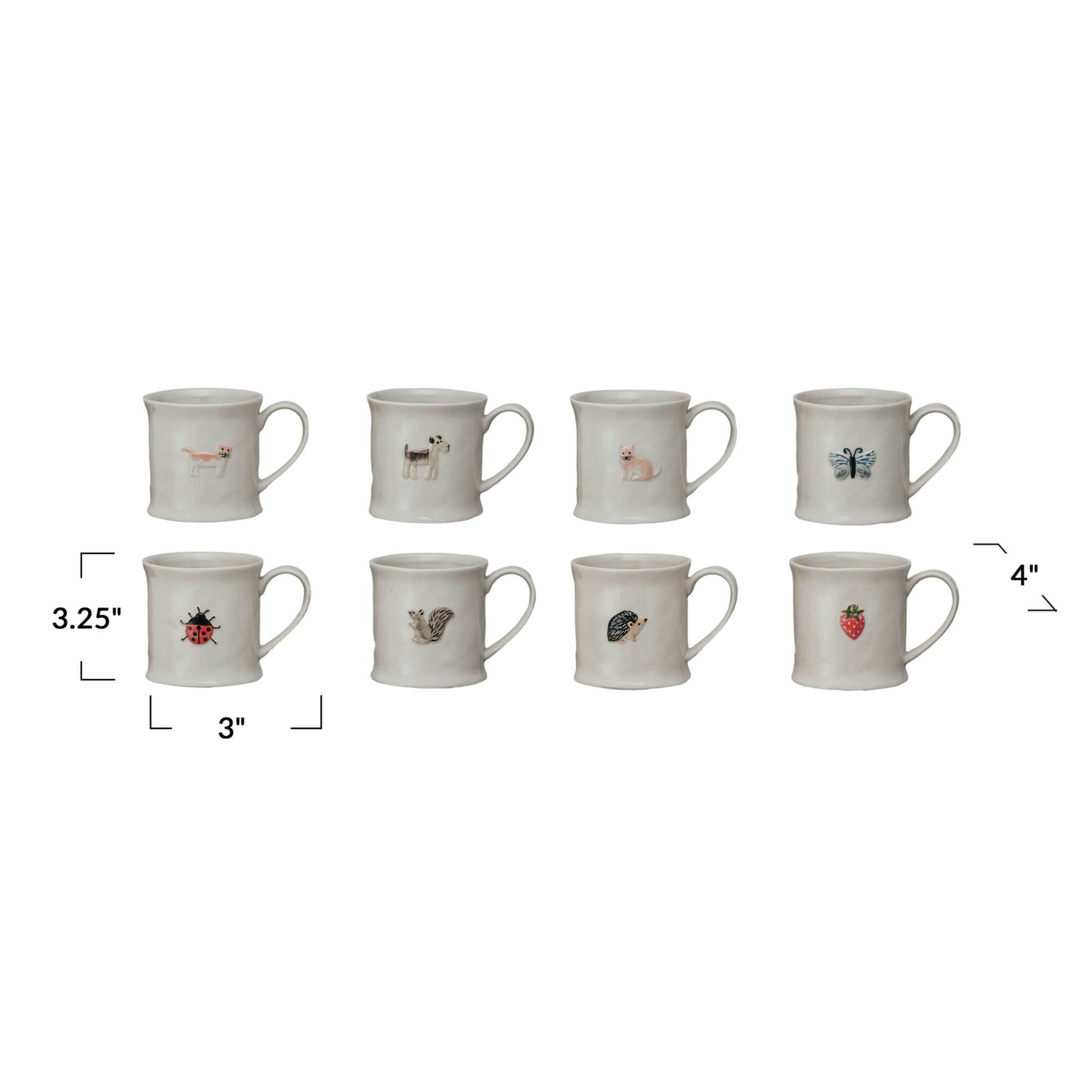 Hello Honey® 3.25" Eclectic Fauna Stoneware Mug Set